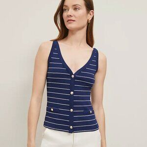 Textured! Ann Taylor Soft Knit Racerback Button-Front Tank — NWT